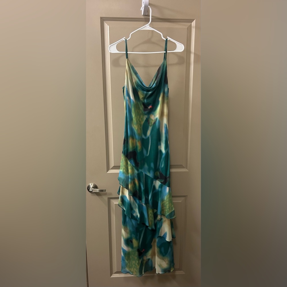 Amazon Asymmetrical Dress in Green and Blue